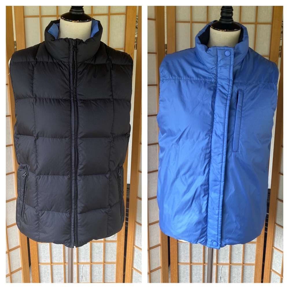 Lands End Reversible Goosedown/Feather Black/Blue Vest SZ S 6-8